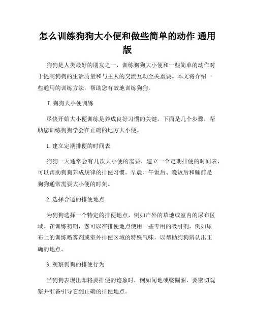 怎么训练狗狗大小便和做些简单的动作 通用版