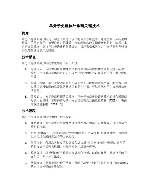 单分子免疫体外诊断关键技术