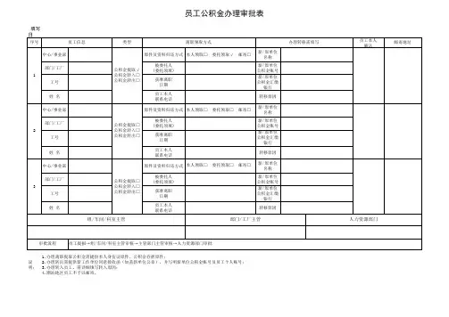员工公积金业务办理审批表