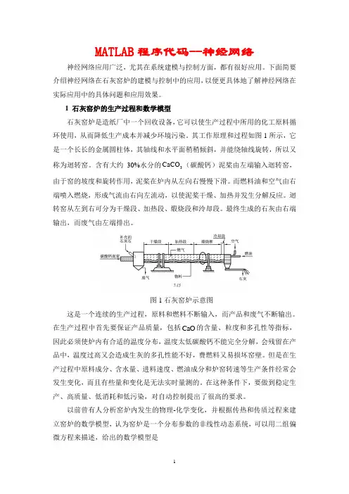 MATLAB程序代码--神经网络应用实例