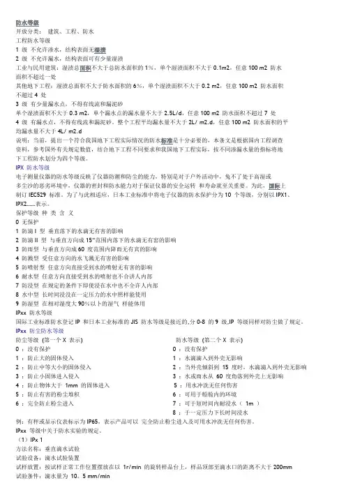 工程防水等级标准