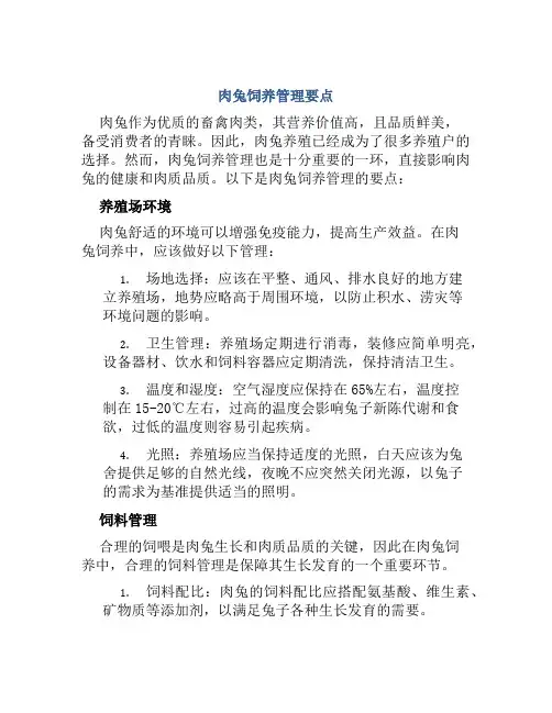 肉兔饲养管理要点