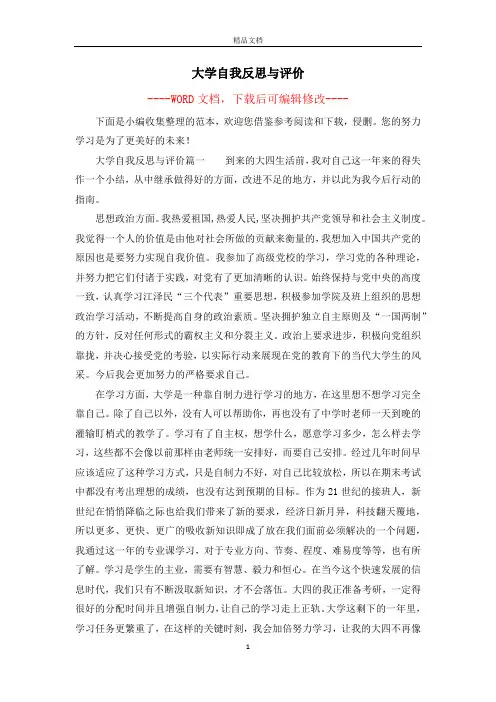 大学自我反思与评价