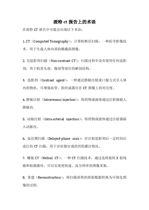 派特ct报告上的术语