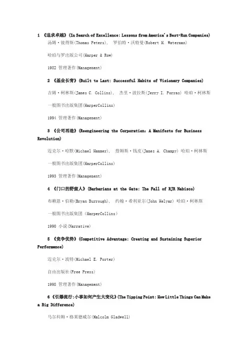 20世纪《福布斯》二十本最具影响力的商业书籍