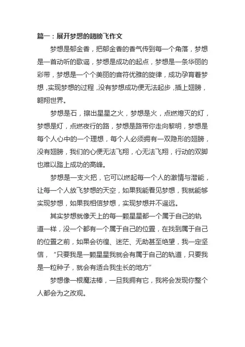 展开梦想的翅膀飞作文