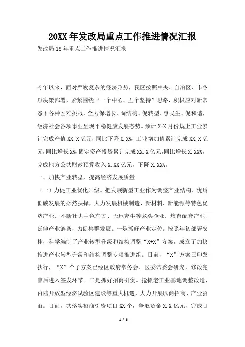 2019年发改局重点工作推进情况汇报