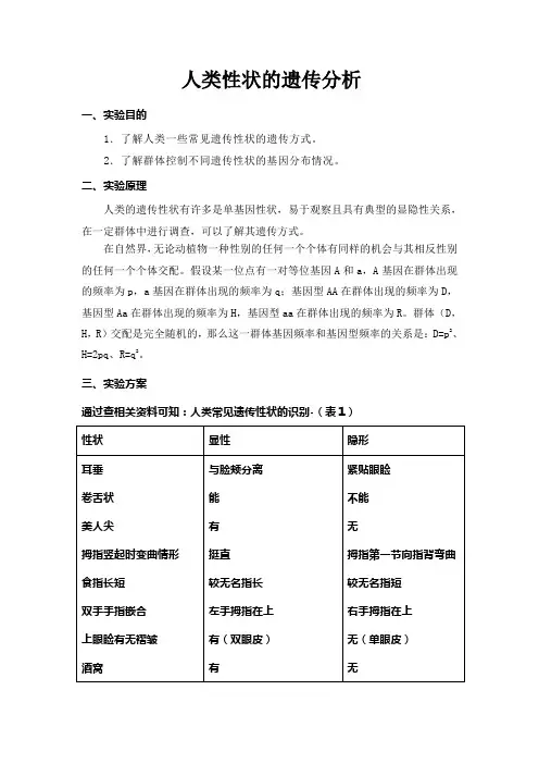 医学遗传学实验报告