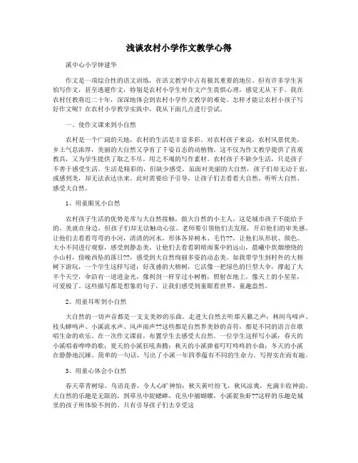 浅谈农村小学作文教学心得