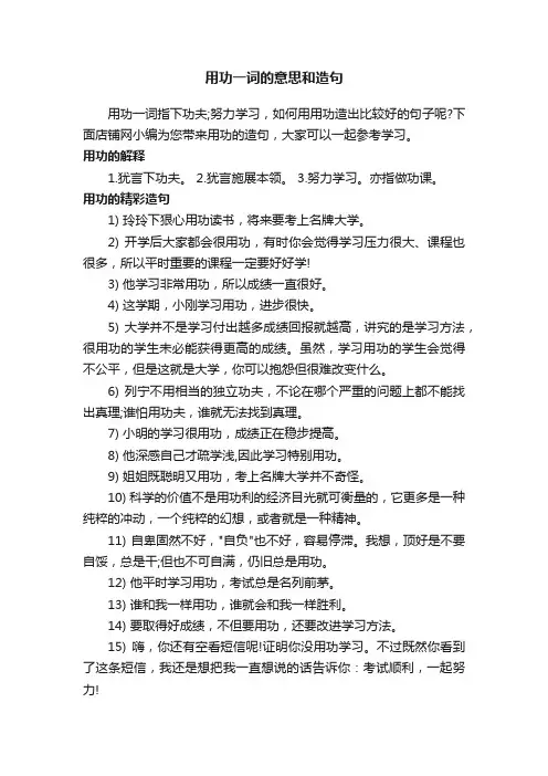 用功一词的意思和造句