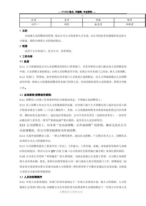 人事招聘录用作业指导书