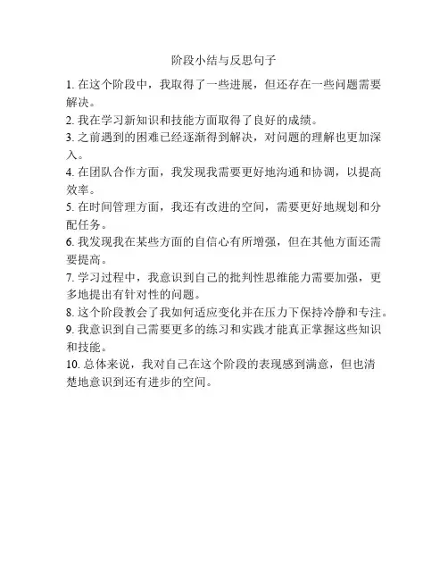 阶段小结与反思句子