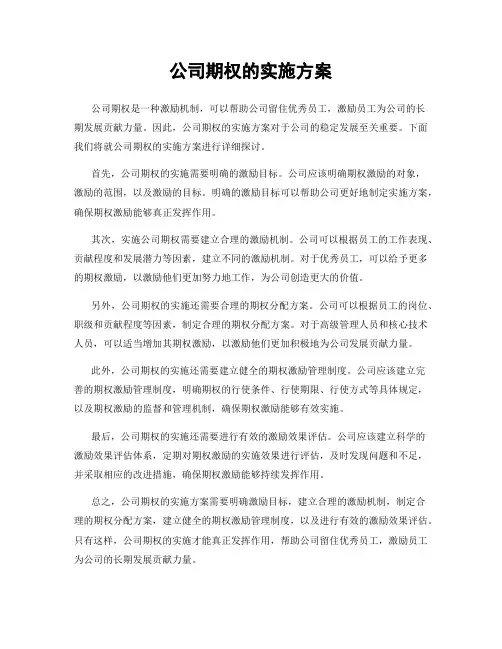 公司期权的实施方案