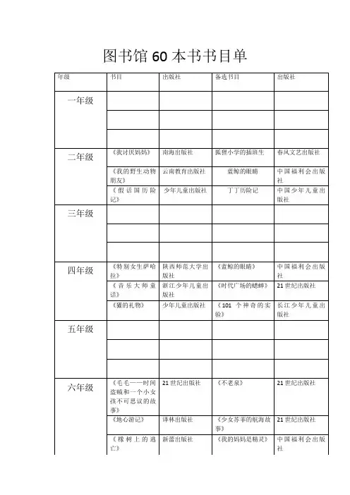 图书馆60本书推荐书目