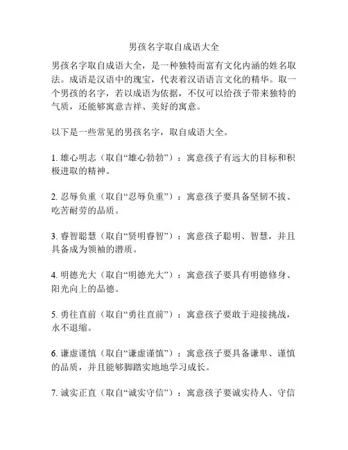 男孩名字取自成语大全