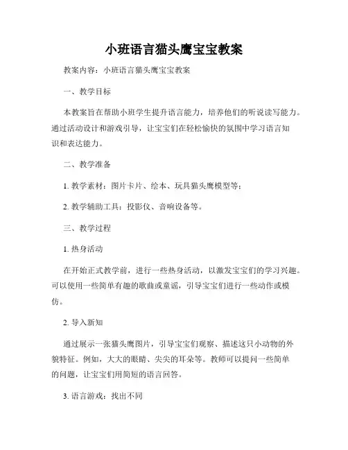 小班语言猫头鹰宝宝教案