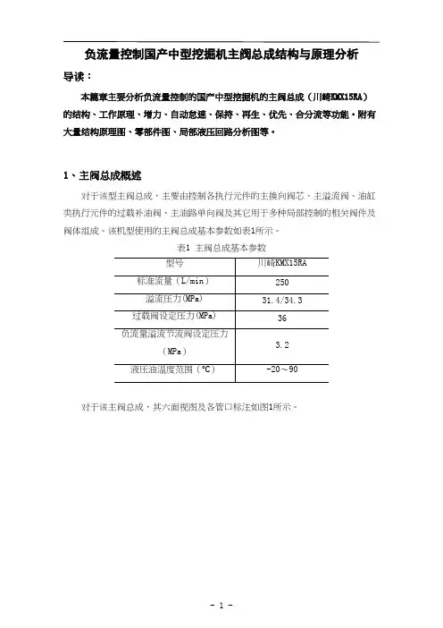 5负流量控制国产中型挖掘机主阀总成(川崎KMX15RA)结构原理分析