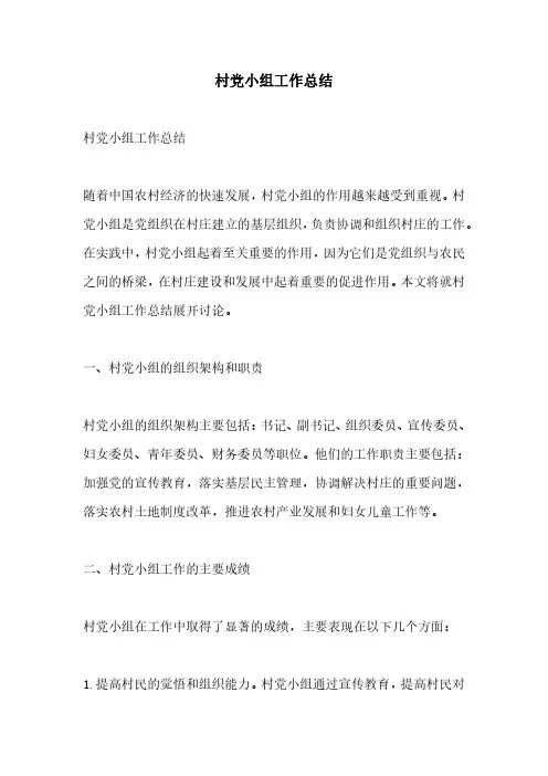 村党小组工作总结