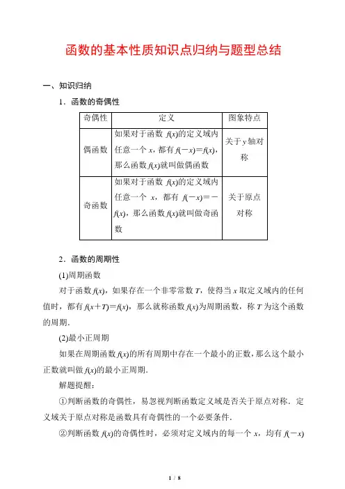 函数的基本性质知识点归纳与题型总结