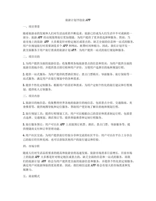 旅游计划书创业APP