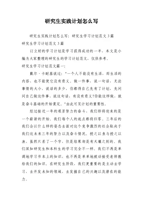 研究生实践计划怎么写