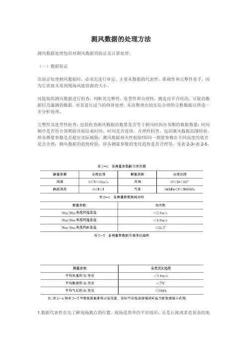 测风数据的处理方法