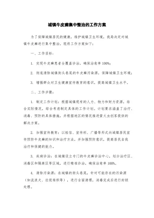 城镇牛皮癣集中整治的工作方案
