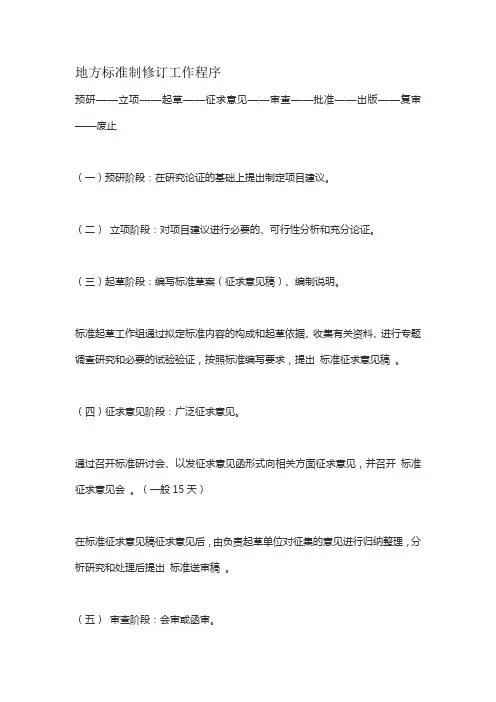 地方标准制修订工作程序