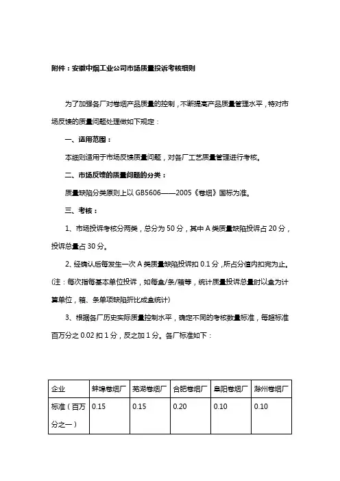 质量投诉考核细则说明