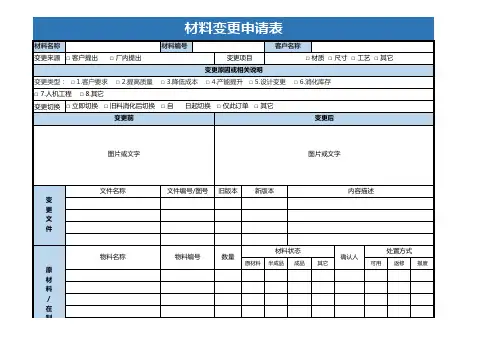 材料变更申请单