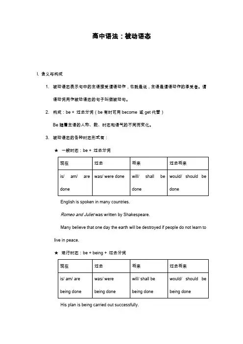 高中英语语法：被动语态-讲解与练习