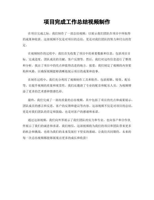 项目完成工作总结视频制作