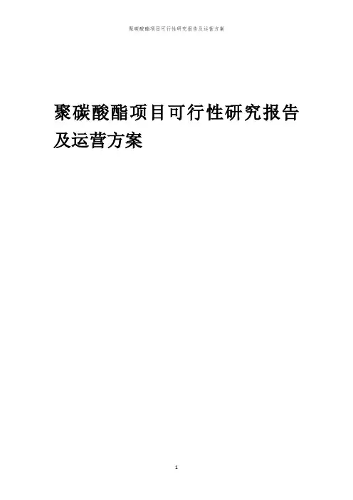 2024年聚碳酸酯项目可行性研究报告及运营方案