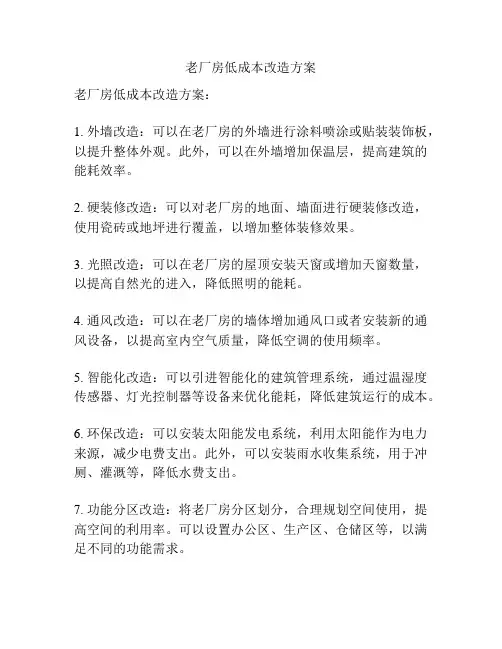 老厂房低成本改造方案