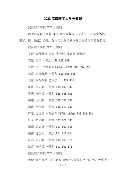 2023武汉理工大学分数线