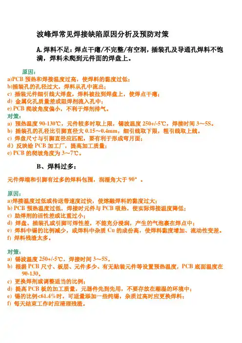 波峰焊常见焊接缺陷原因分析及预防对策