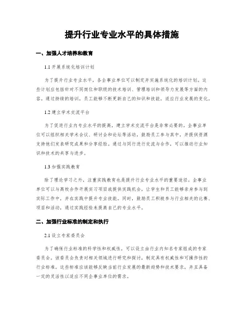 提升行业专业水平的具体措施
