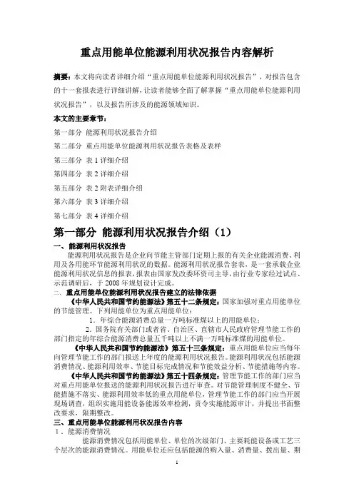 重点用能单位能源利用状况报告内容解析