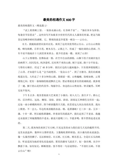 最美的相遇作文600字