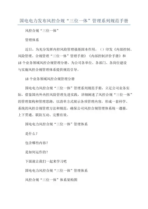 国电电力发布风控合规“三位一体”管理系列规范手册