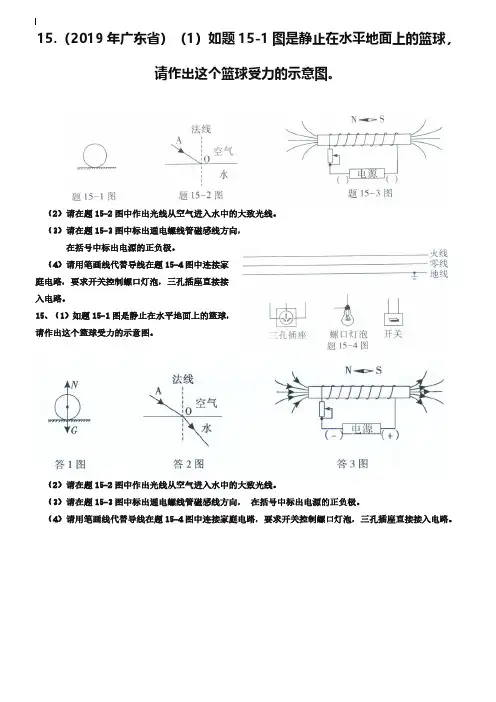 2019全国各地中考物理分类汇编-作图题
