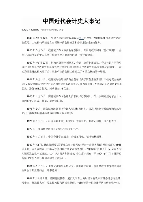 中国近代会计史大事记