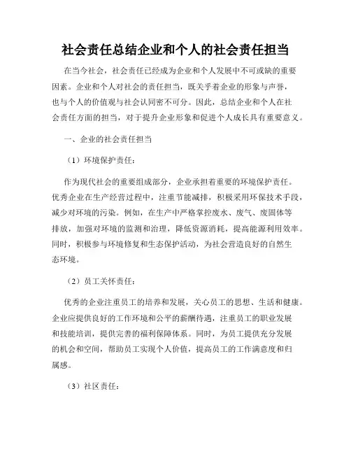 社会责任总结企业和个人的社会责任担当