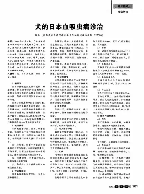 犬的日本血吸虫病诊治