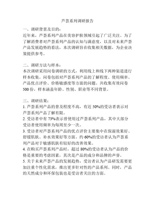 芦荟系列调研报告