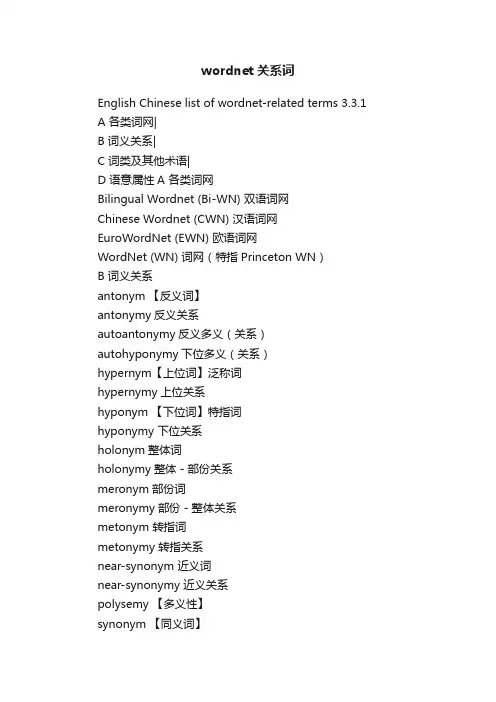 wordnet关系词