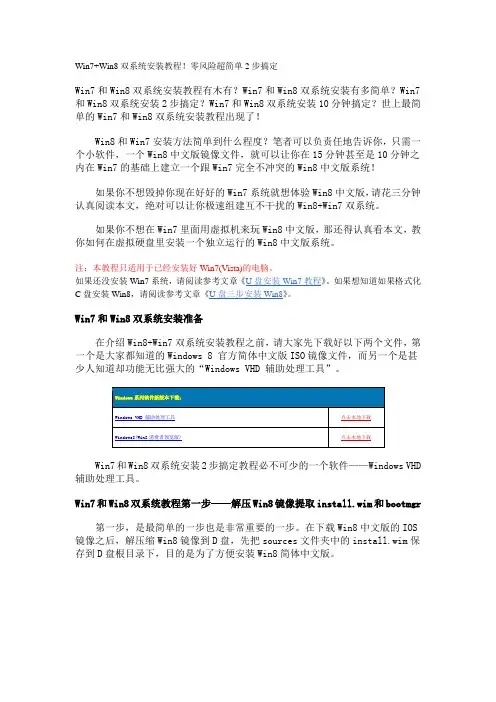 Win7+Win8双系统安装教程!