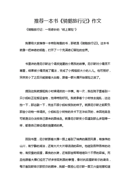 推荐一本书《骑鹅旅行记》作文