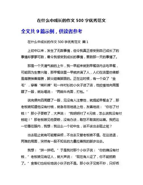 在什么中成长的作文500字优秀范文