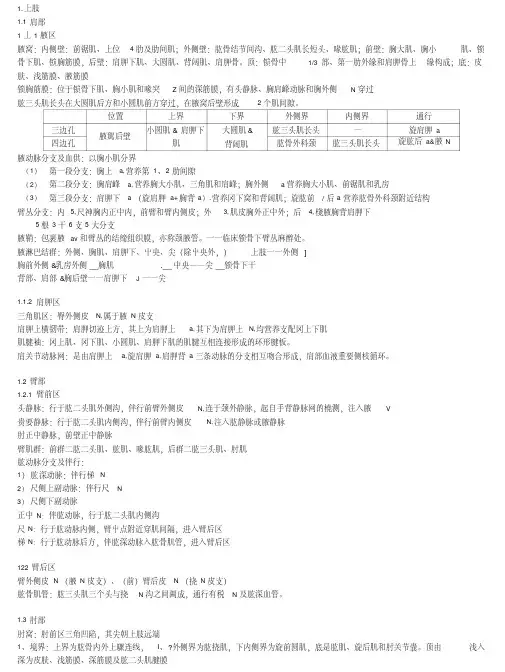 《局部解剖学期末复习资料》局解概要-重要.doc